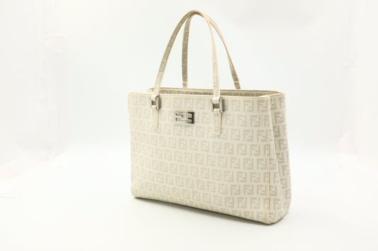 Fendi Handbag in White Zuccino Canvas