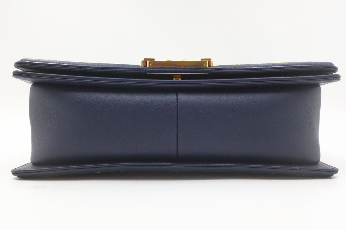 Chanel Old Medium Boy in White and Blue Leather