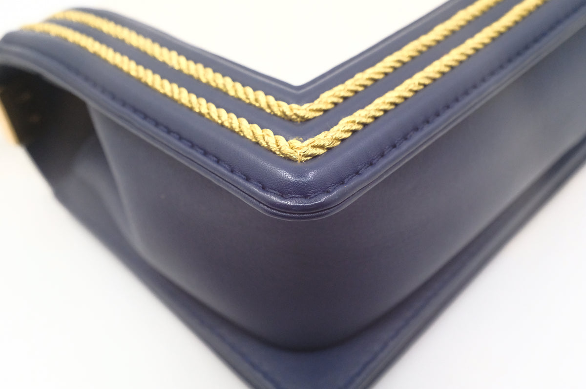 Chanel Old Medium Boy in White and Blue Leather