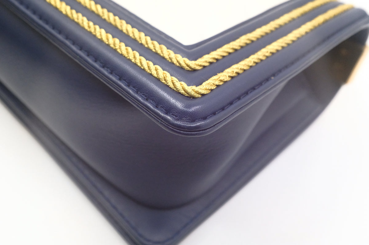 Chanel Old Medium Boy in White and Blue Leather