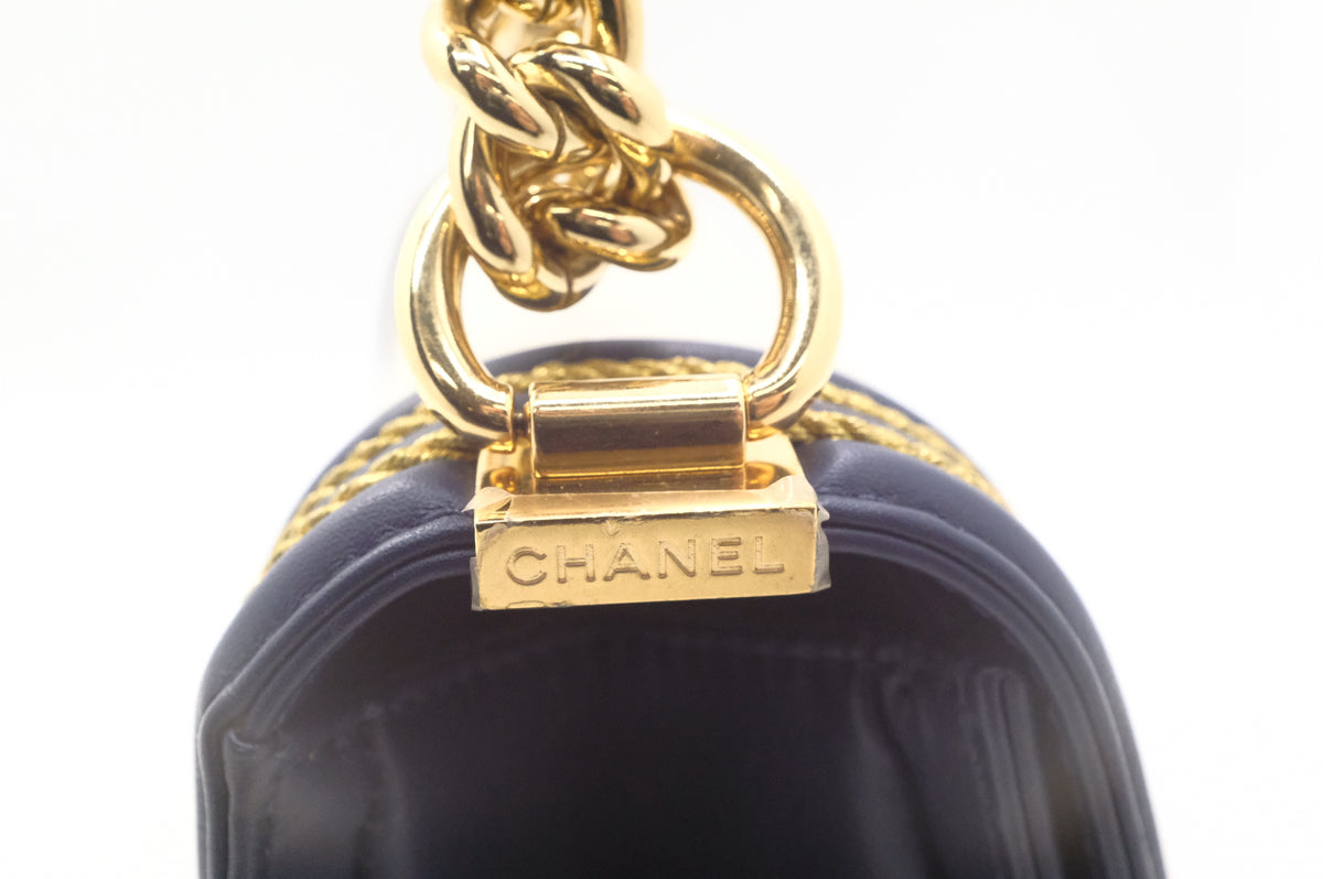 Chanel Old Medium Boy in White and Blue Leather
