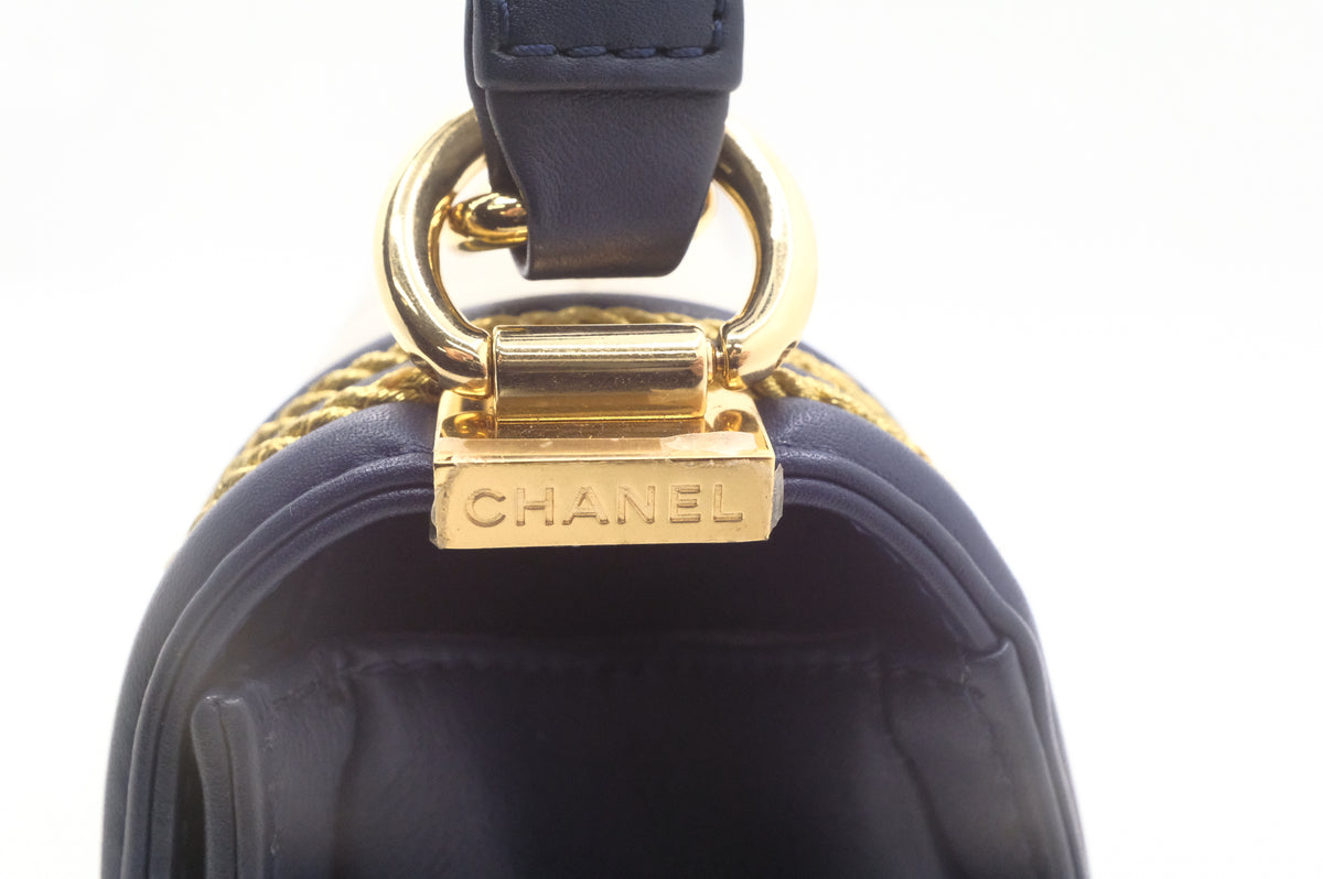 Chanel Old Medium Boy in White and Blue Leather
