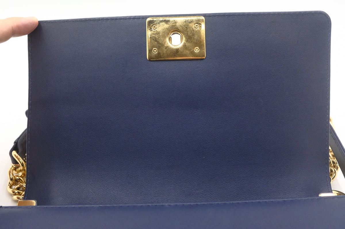 Chanel Old Medium Boy in White and Blue Leather