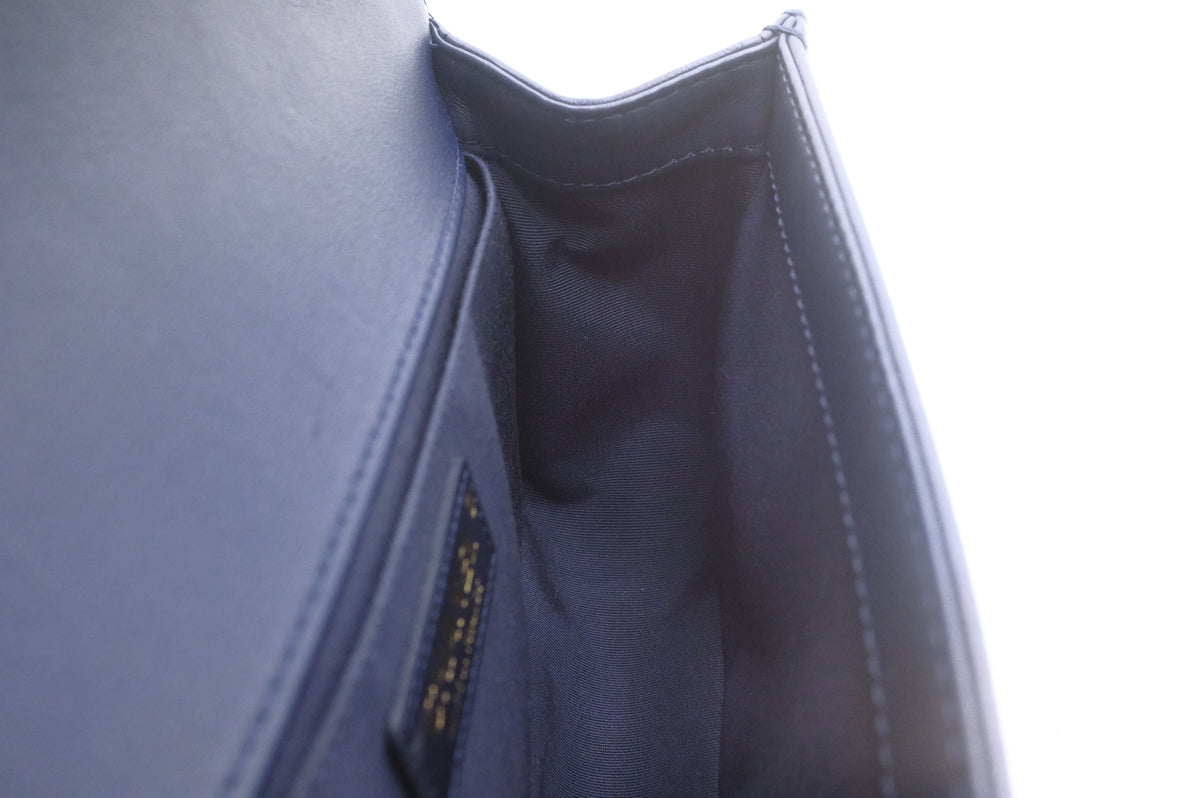 Chanel Old Medium Boy in White and Blue Leather