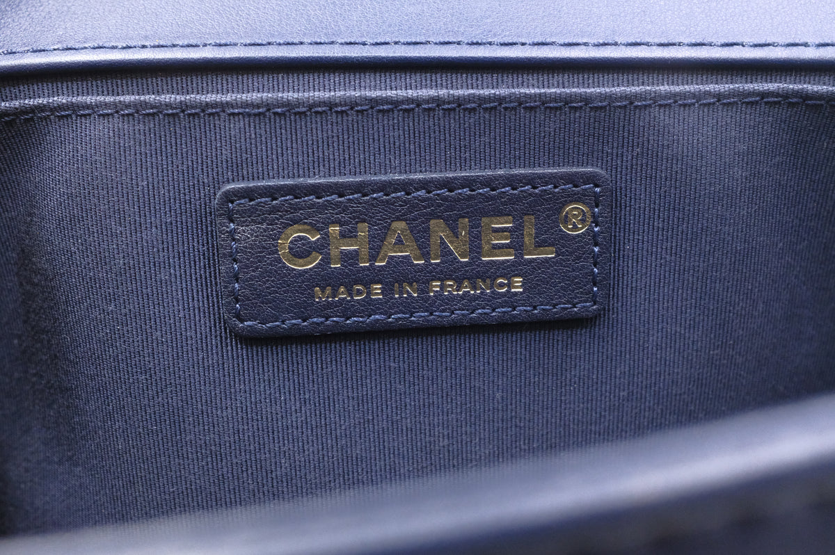 Chanel Old Medium Boy in White and Blue Leather