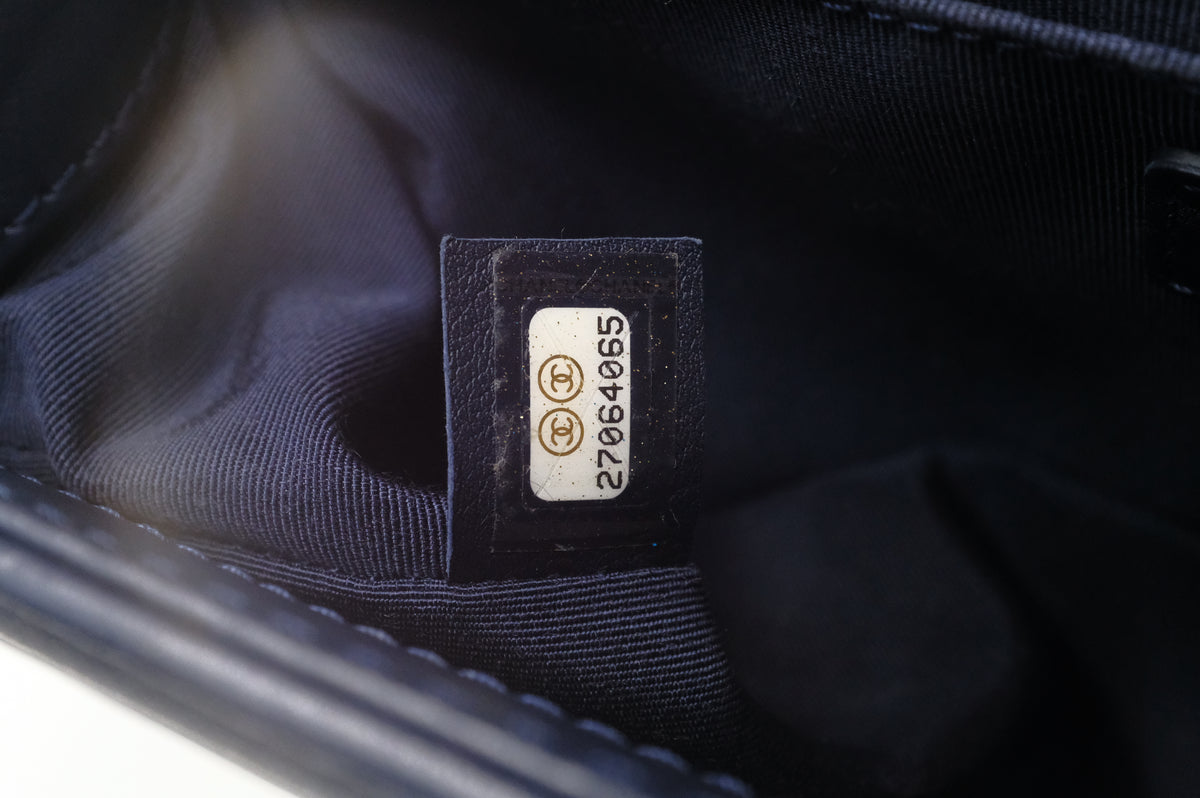 Chanel Old Medium Boy in White and Blue Leather