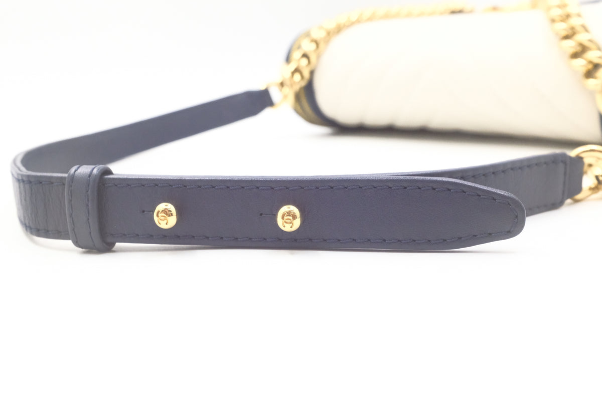 Chanel Old Medium Boy in White and Blue Leather