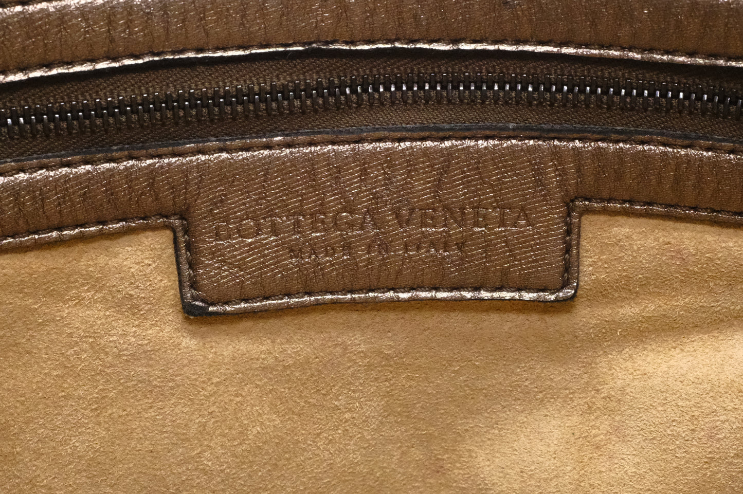 Bottega Veneta in Bronze Intrecciato Leather