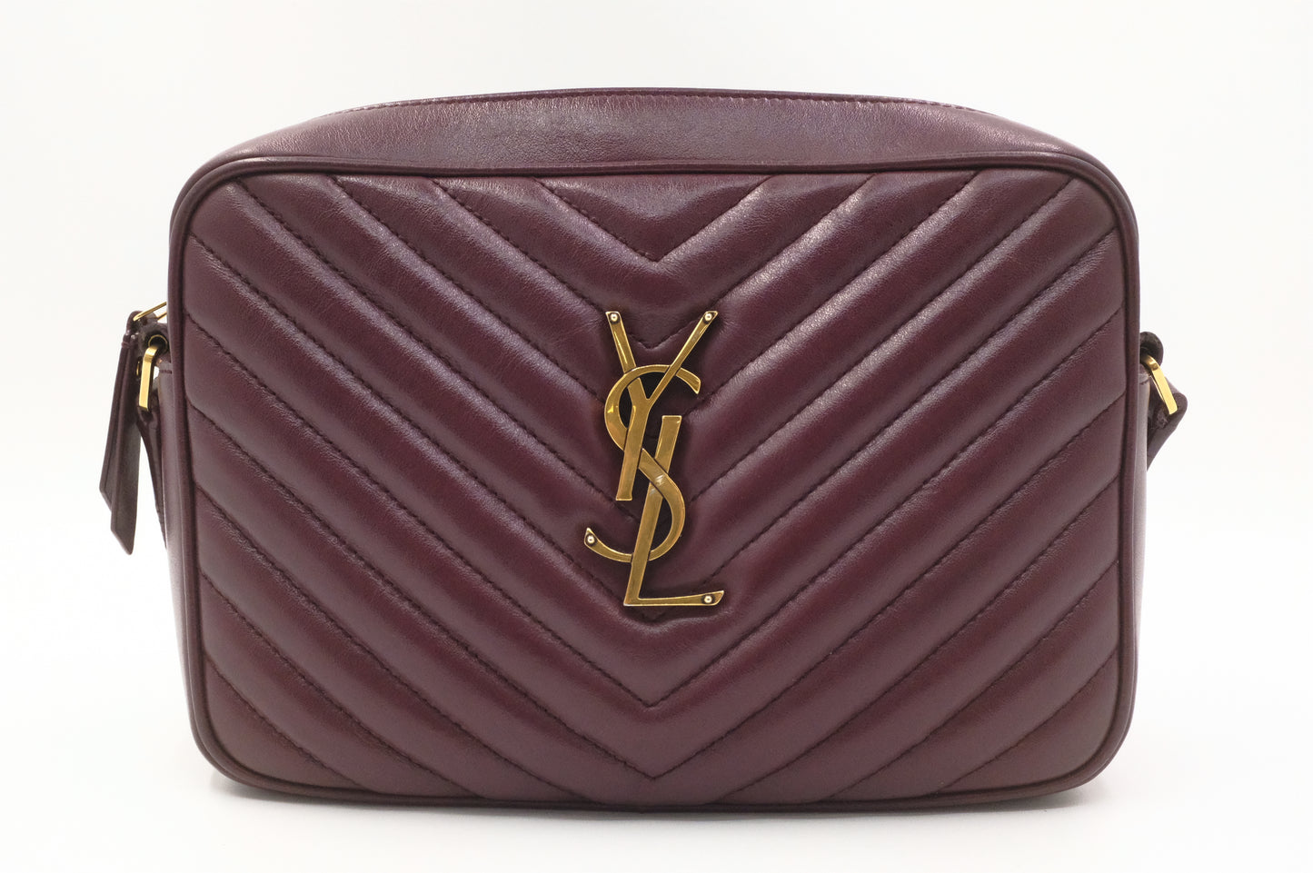 YSL Saint Laurent Lou Camera Bag in Burgundy Leather