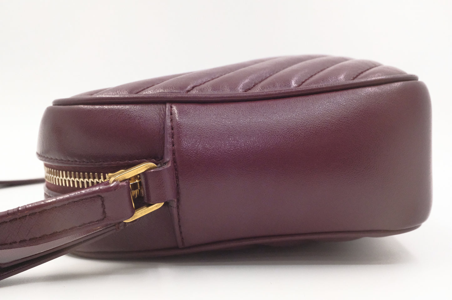 YSL Saint Laurent Lou Camera Bag in Burgundy Leather