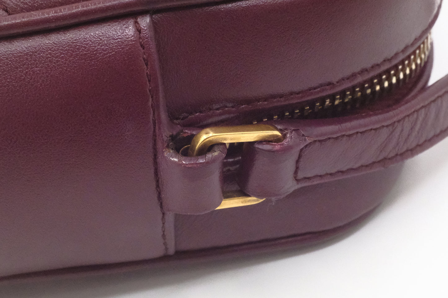 YSL Saint Laurent Lou Camera Bag in Burgundy Leather
