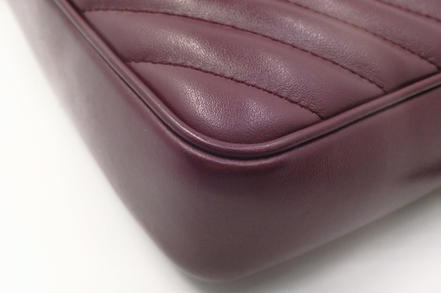 YSL Saint Laurent Lou Camera Bag in Burgundy Leather