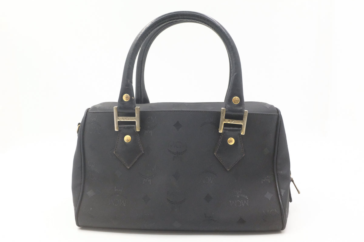 MCM Boston Bag in Black Canvas