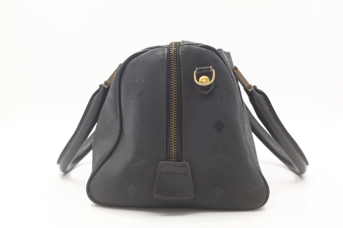 MCM Boston Bag in Black Canvas