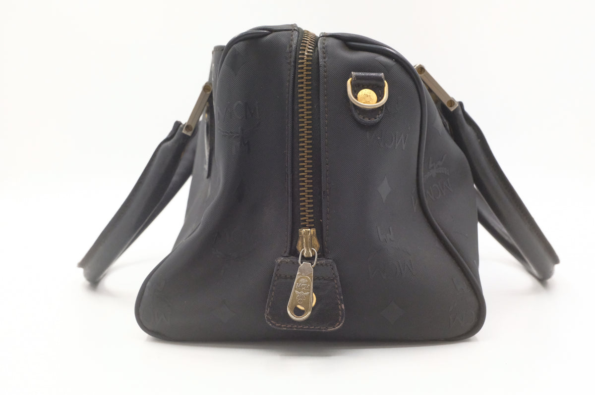 MCM Boston Bag in Black Canvas