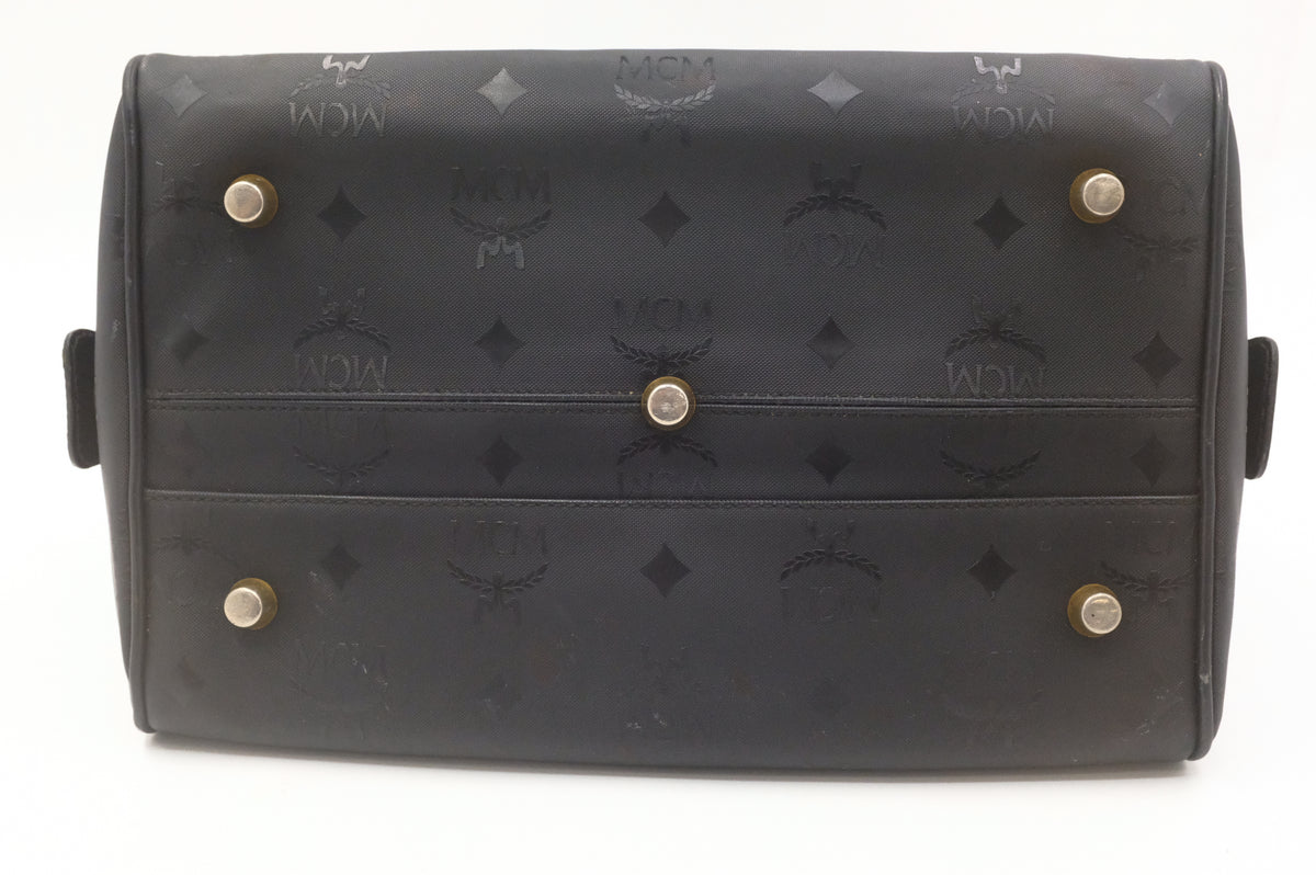 MCM Boston Bag in Black Canvas