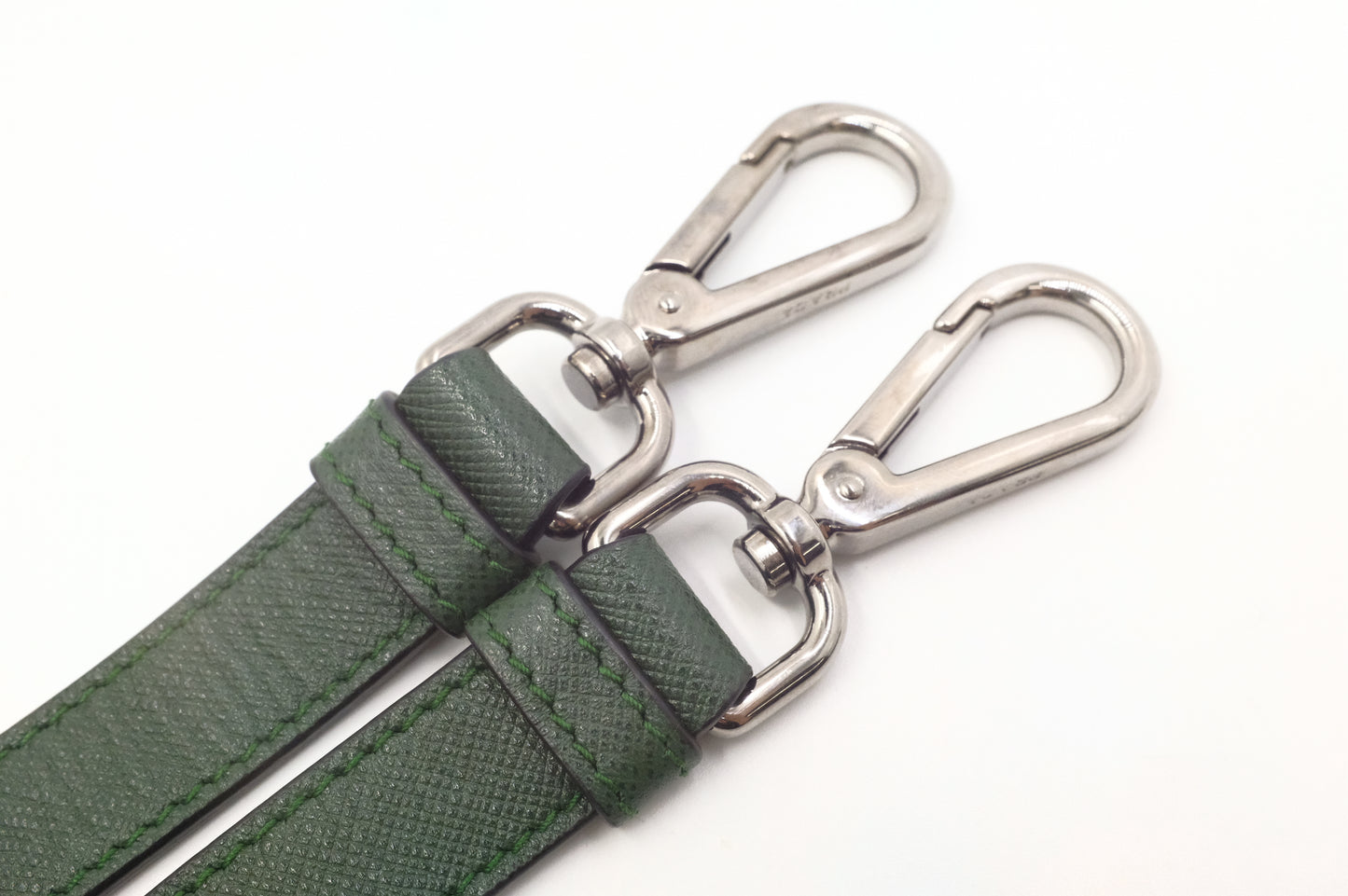 Prada Twin Pocket Tote in Green Embroidered Saffiano Leather