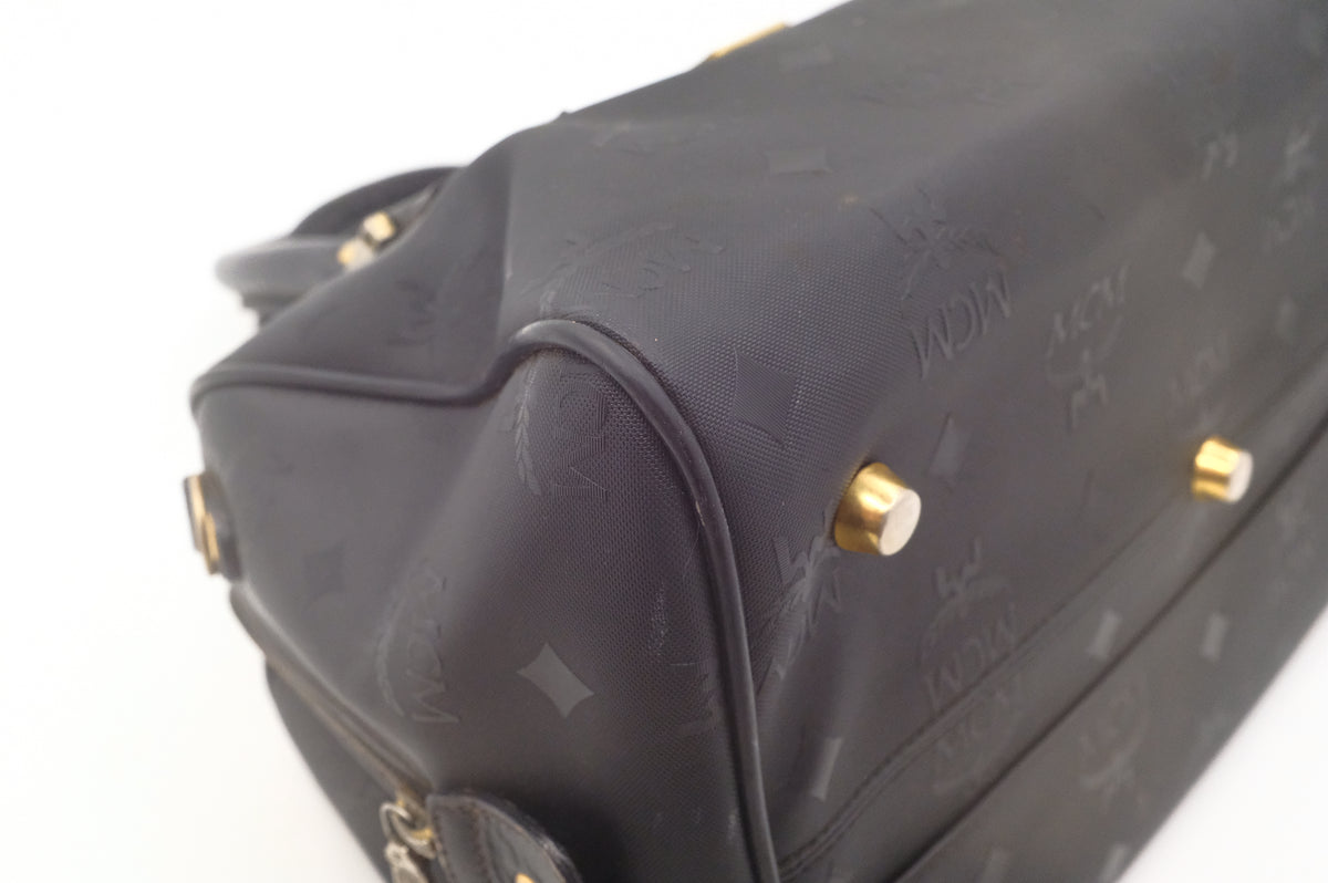 MCM Boston Bag in Black Canvas