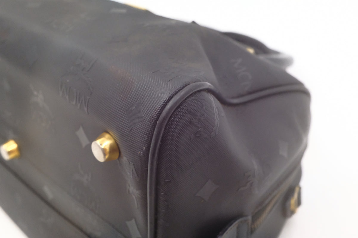 MCM Boston Bag in Black Canvas