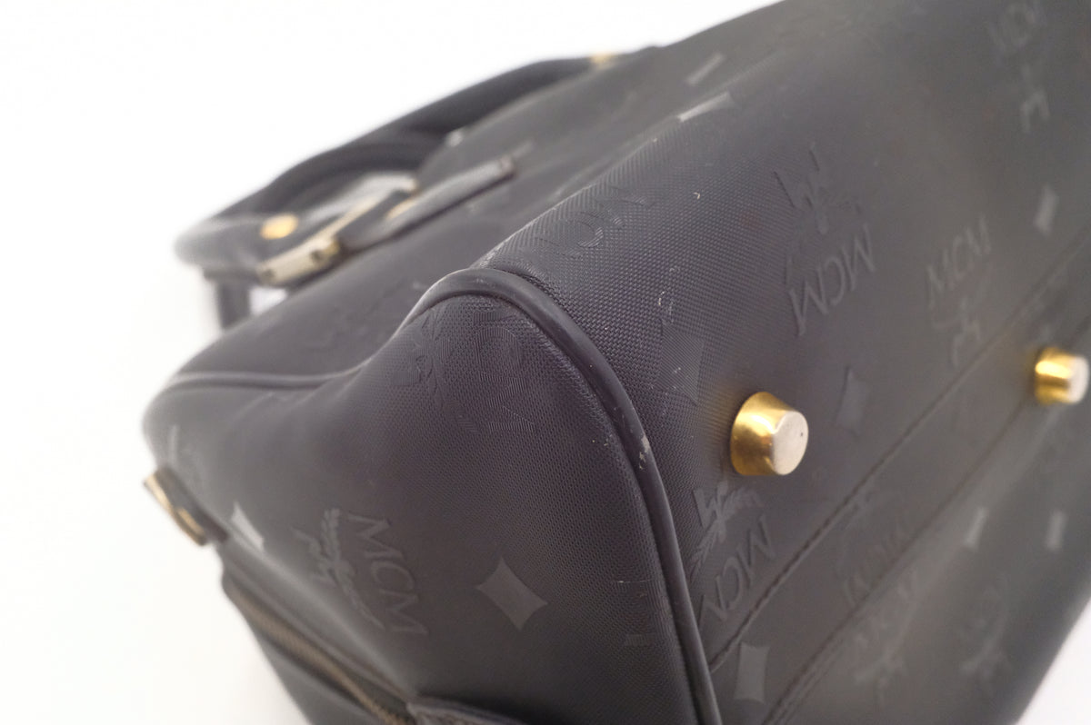MCM Boston Bag in Black Canvas