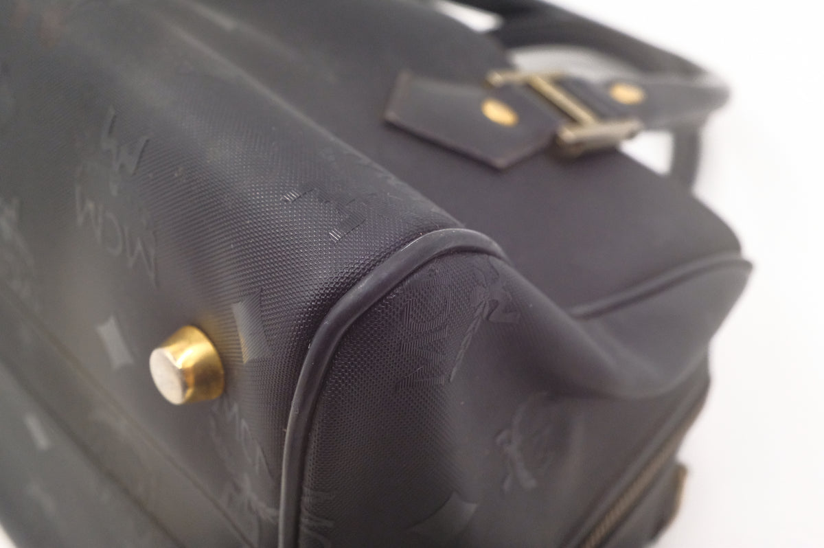 MCM Boston Bag in Black Canvas