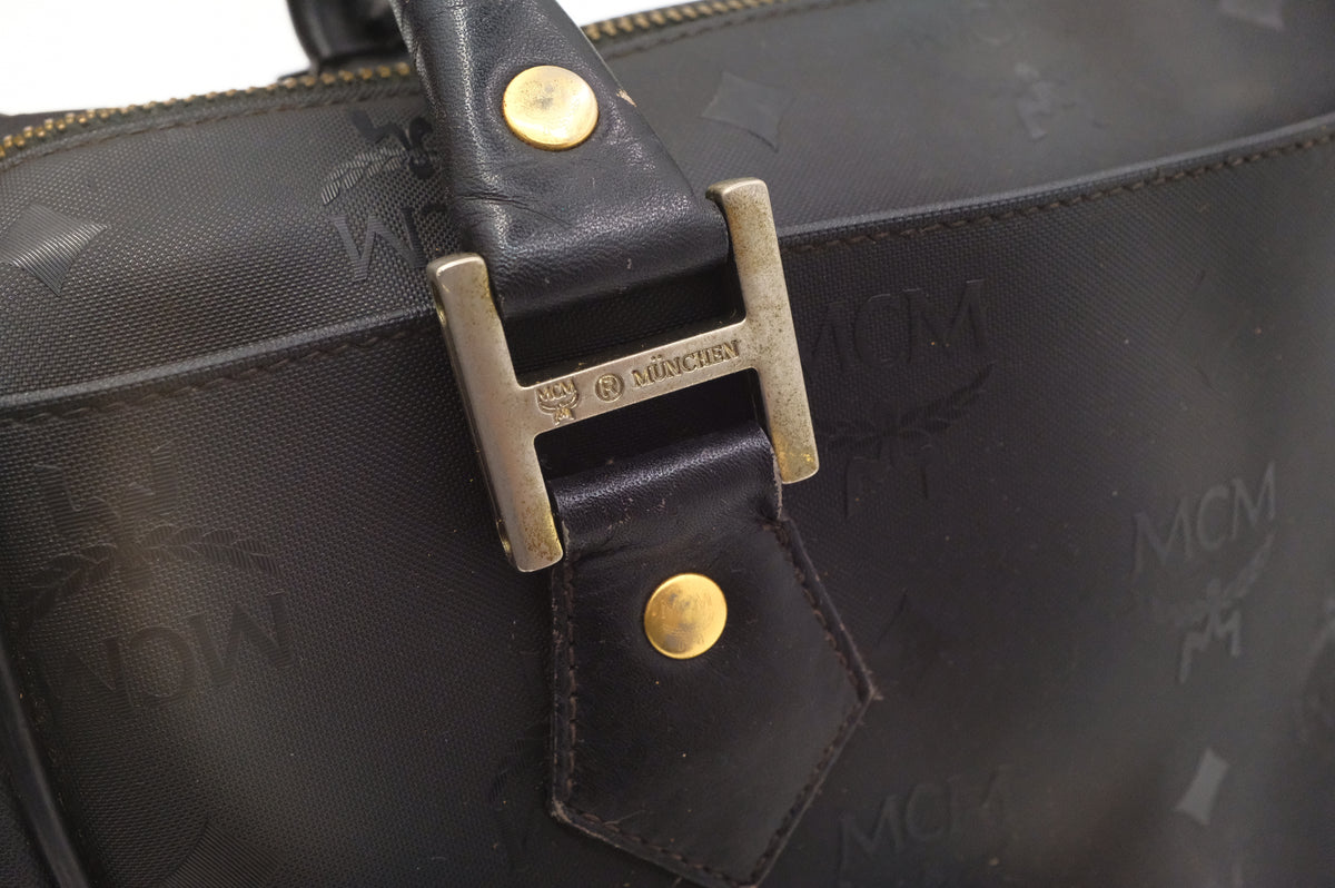 MCM Boston Bag in Black Canvas