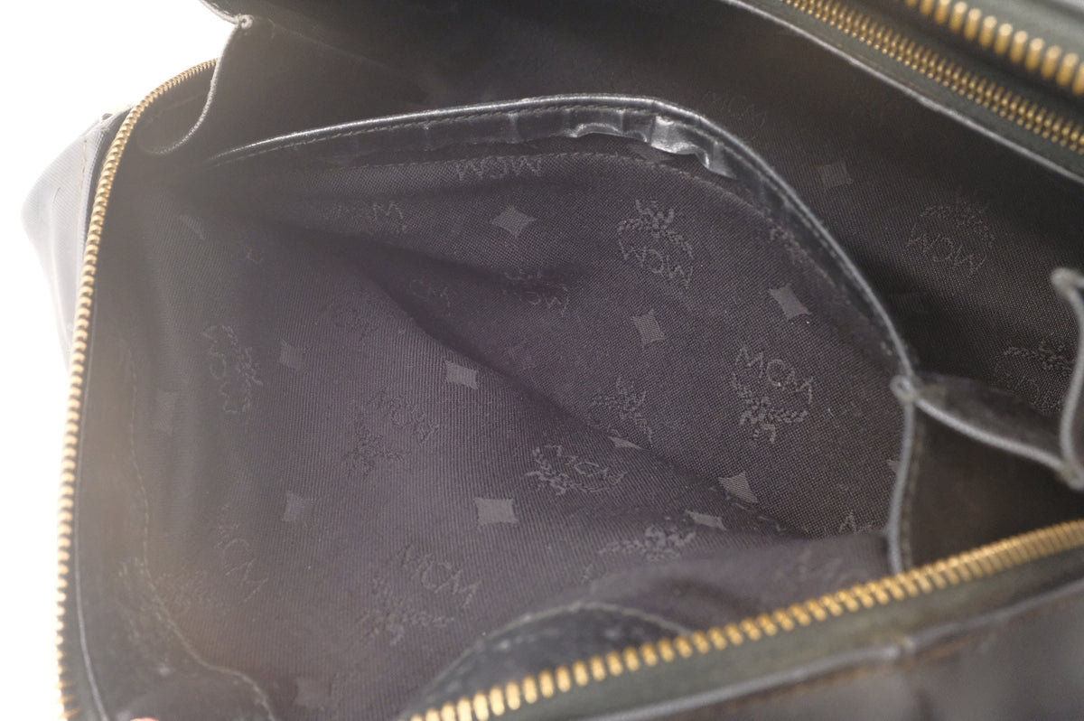MCM Boston Bag in Black Canvas