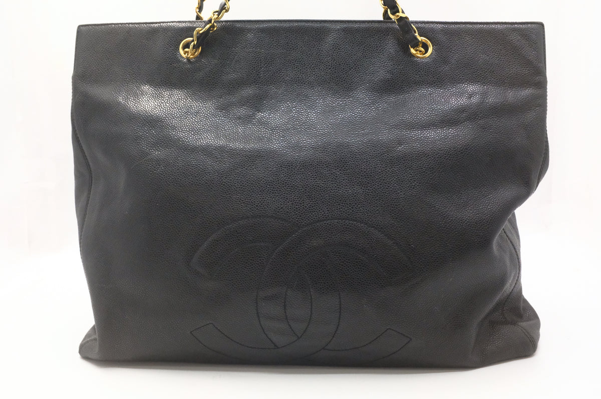 Chanel Large Tote Bag in Black Caviar Leather