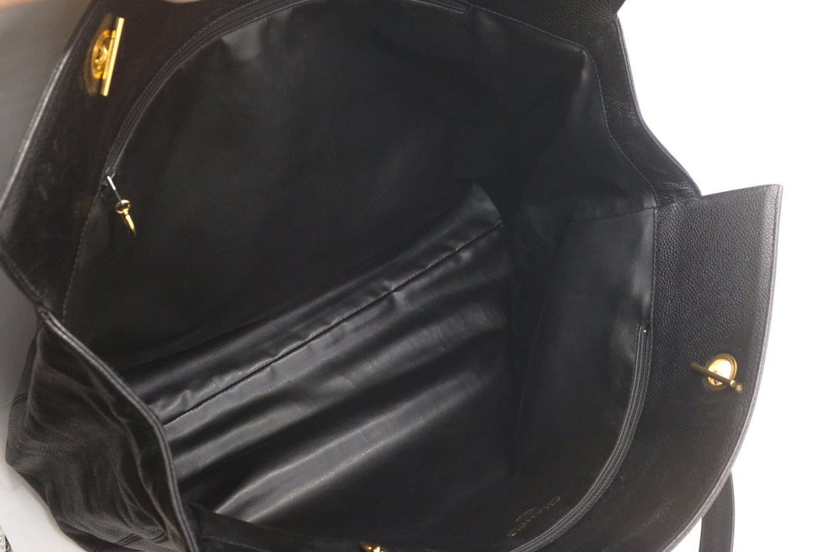 Chanel Large Tote Bag in Black Caviar Leather
