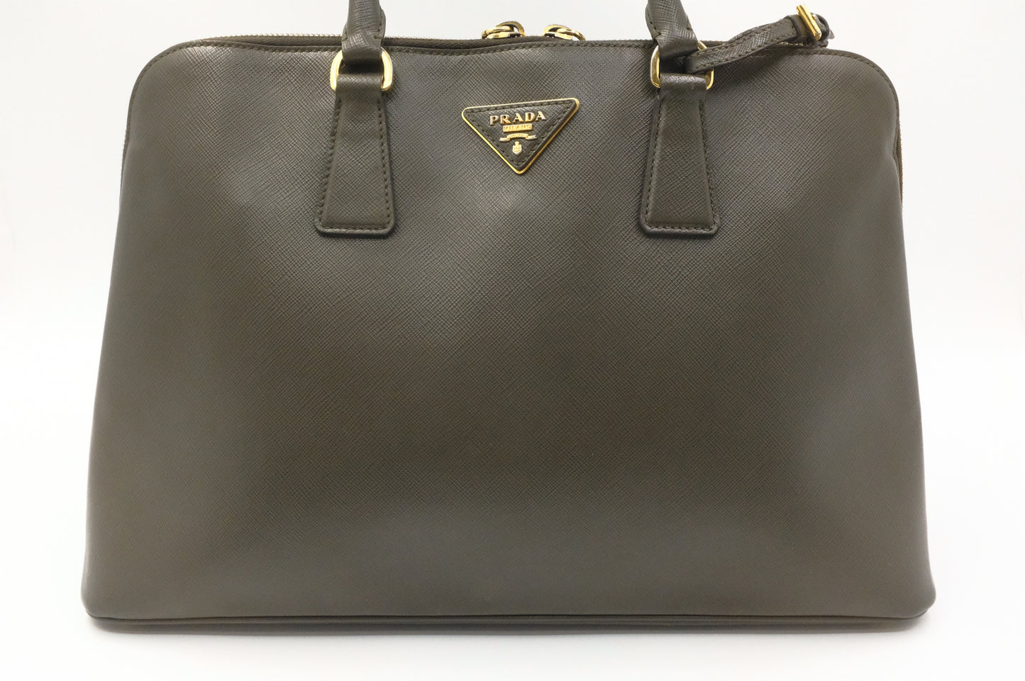 Prada Handbag in Khaki Green Saffiano Leather