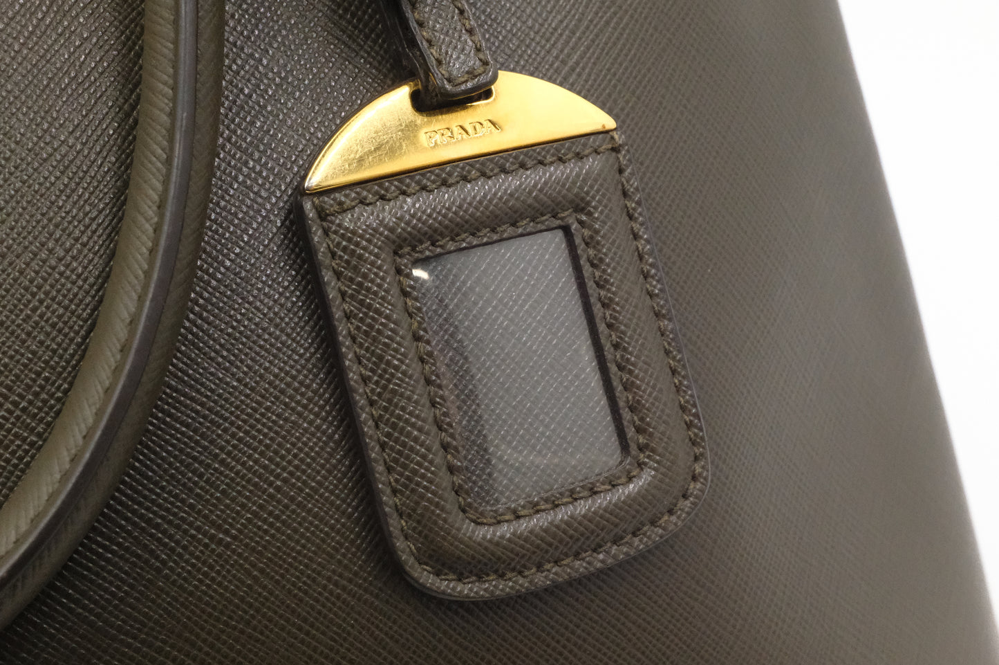 Prada Handbag in Khaki Green Saffiano Leather