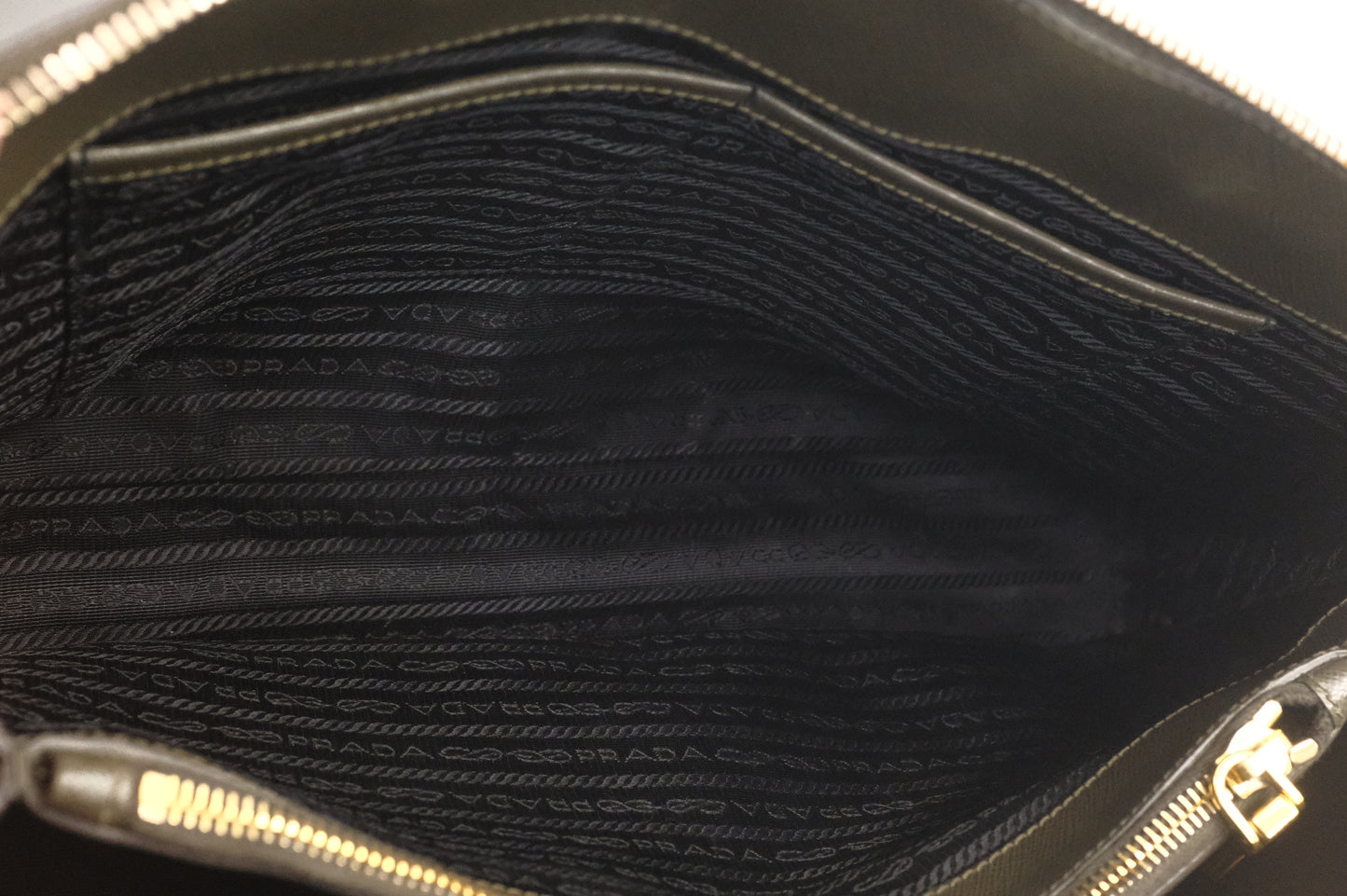 Prada Handbag in Khaki Green Saffiano Leather