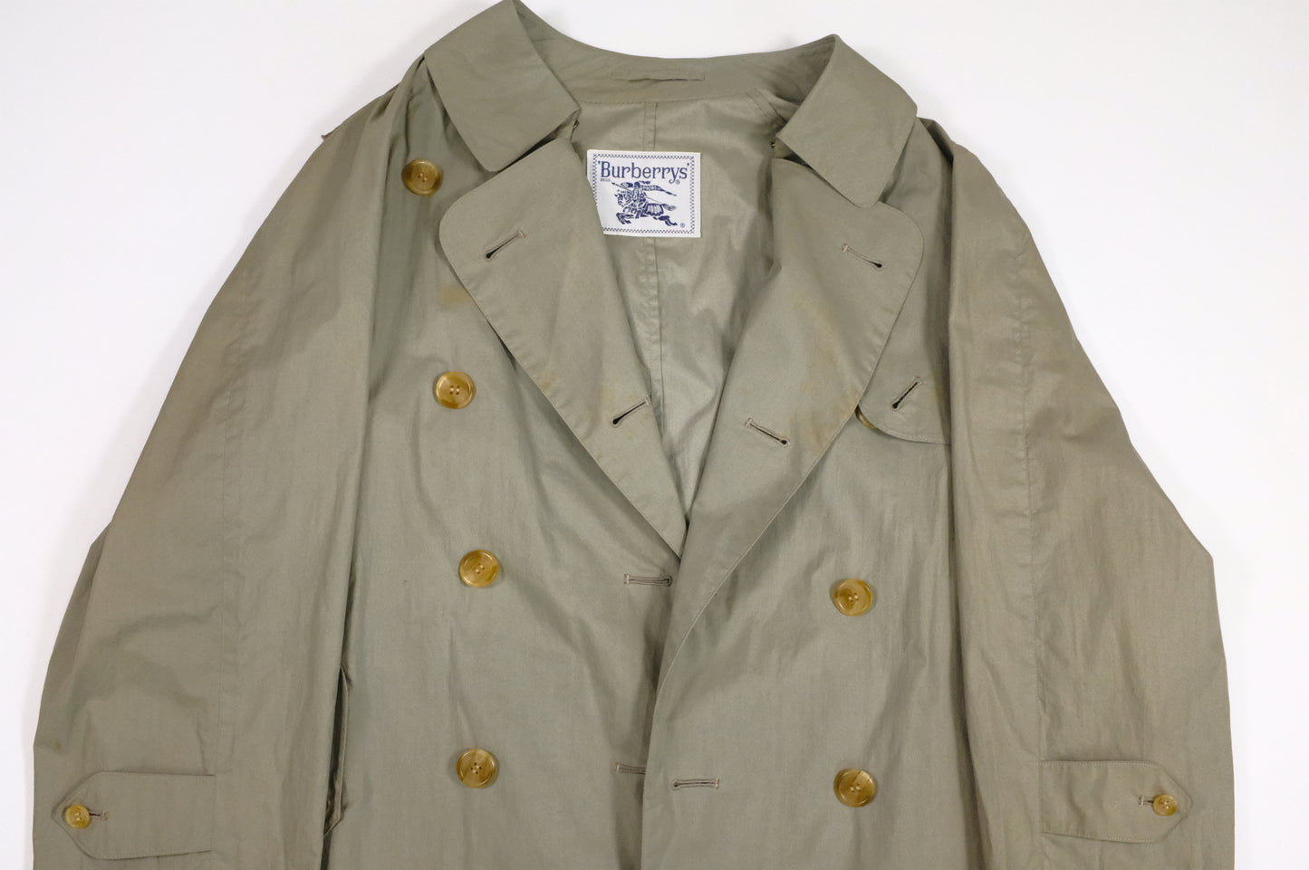 Burberry Trench Coat in Khaki Green Cotton