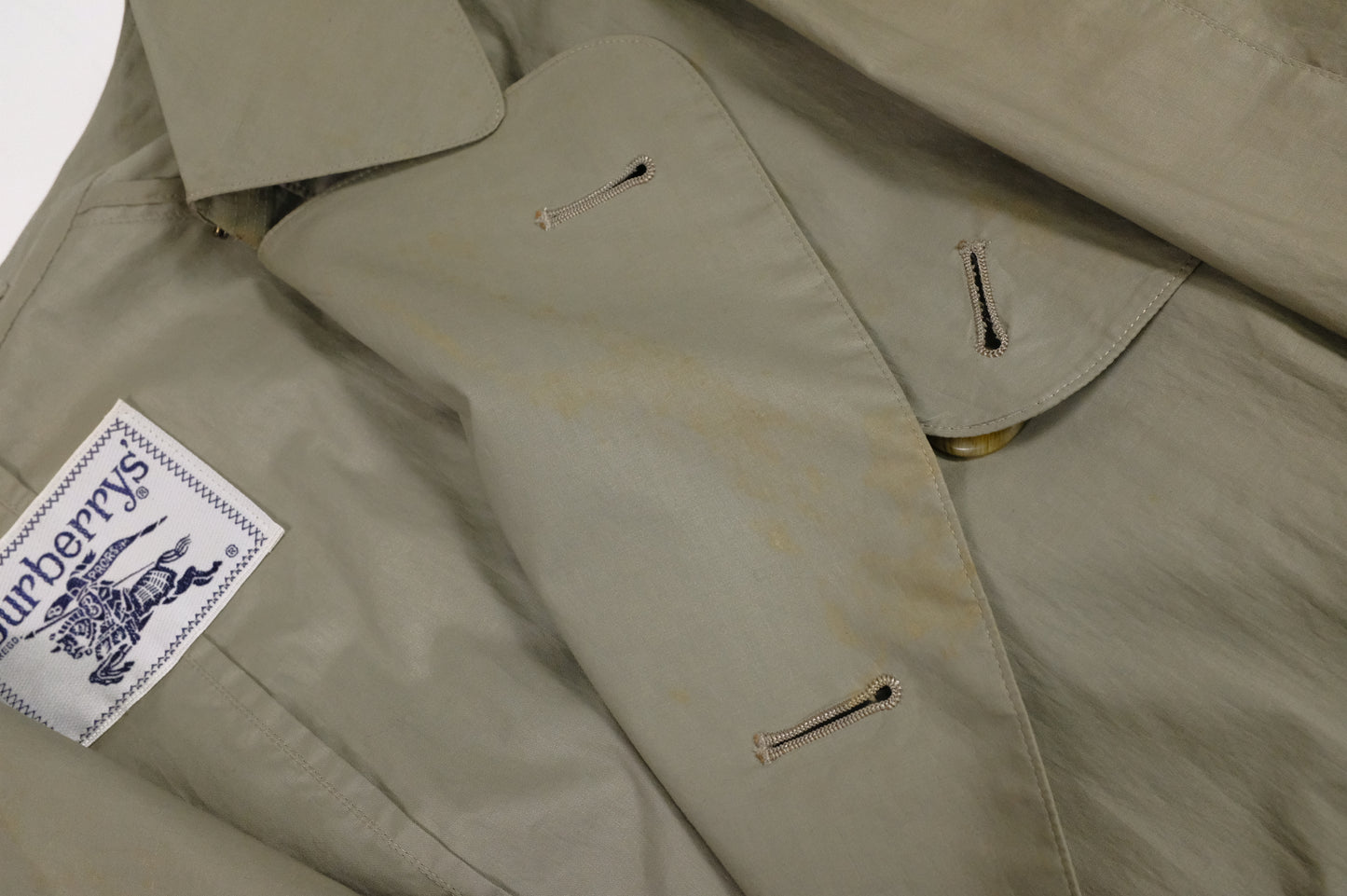 Burberry Trench Coat in Khaki Green Cotton