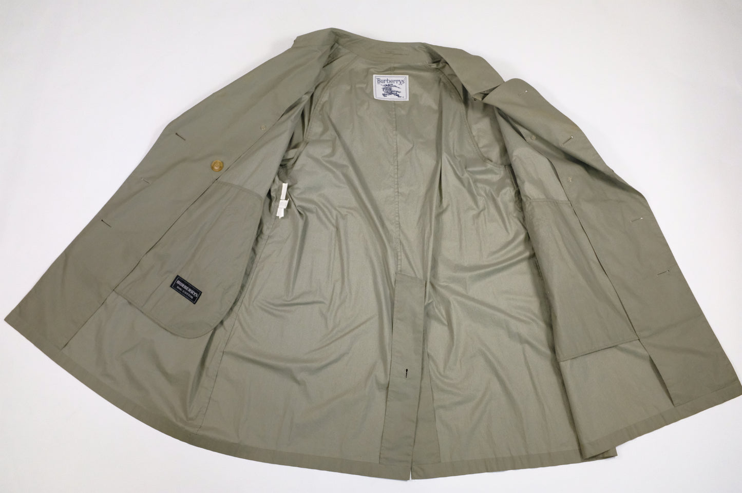 Burberry Trench Coat in Khaki Green Cotton