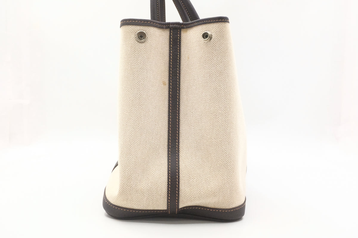 Hermes Garden Party 36 in Cream Canvas and Brown Leather