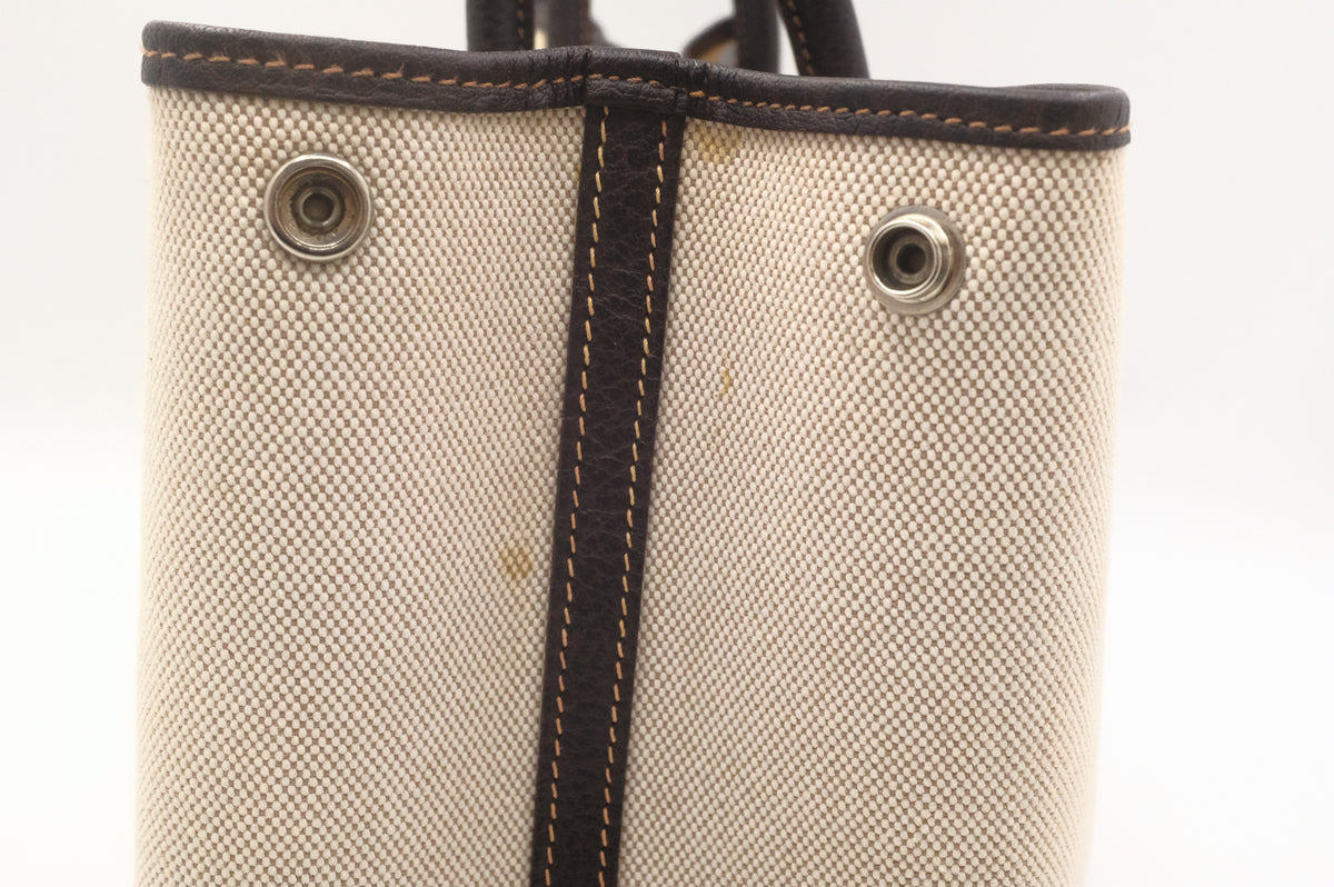 Hermes Garden Party 36 in Cream Canvas and Brown Leather