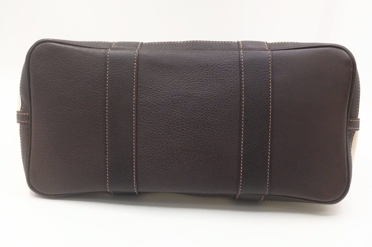 Hermes Garden Party 36 in Cream Canvas and Brown Leather