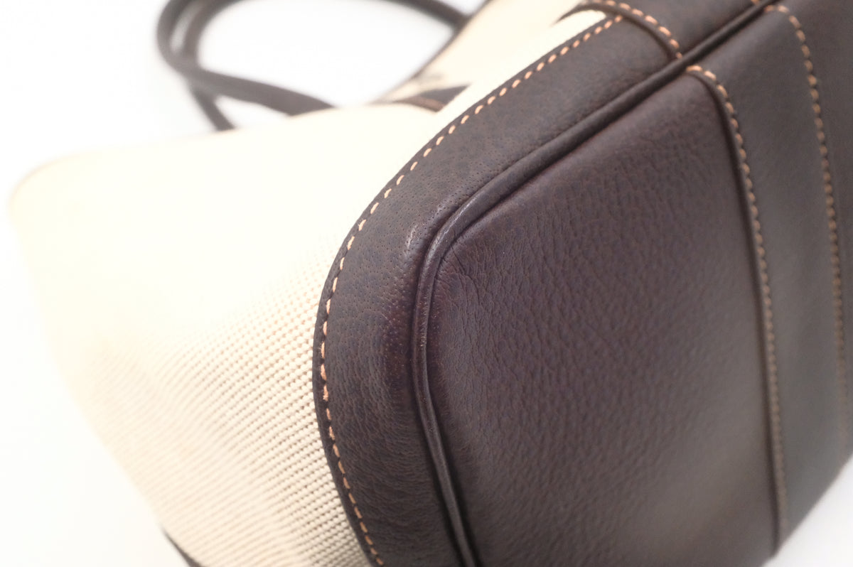 Hermes Garden Party 36 in Cream Canvas and Brown Leather