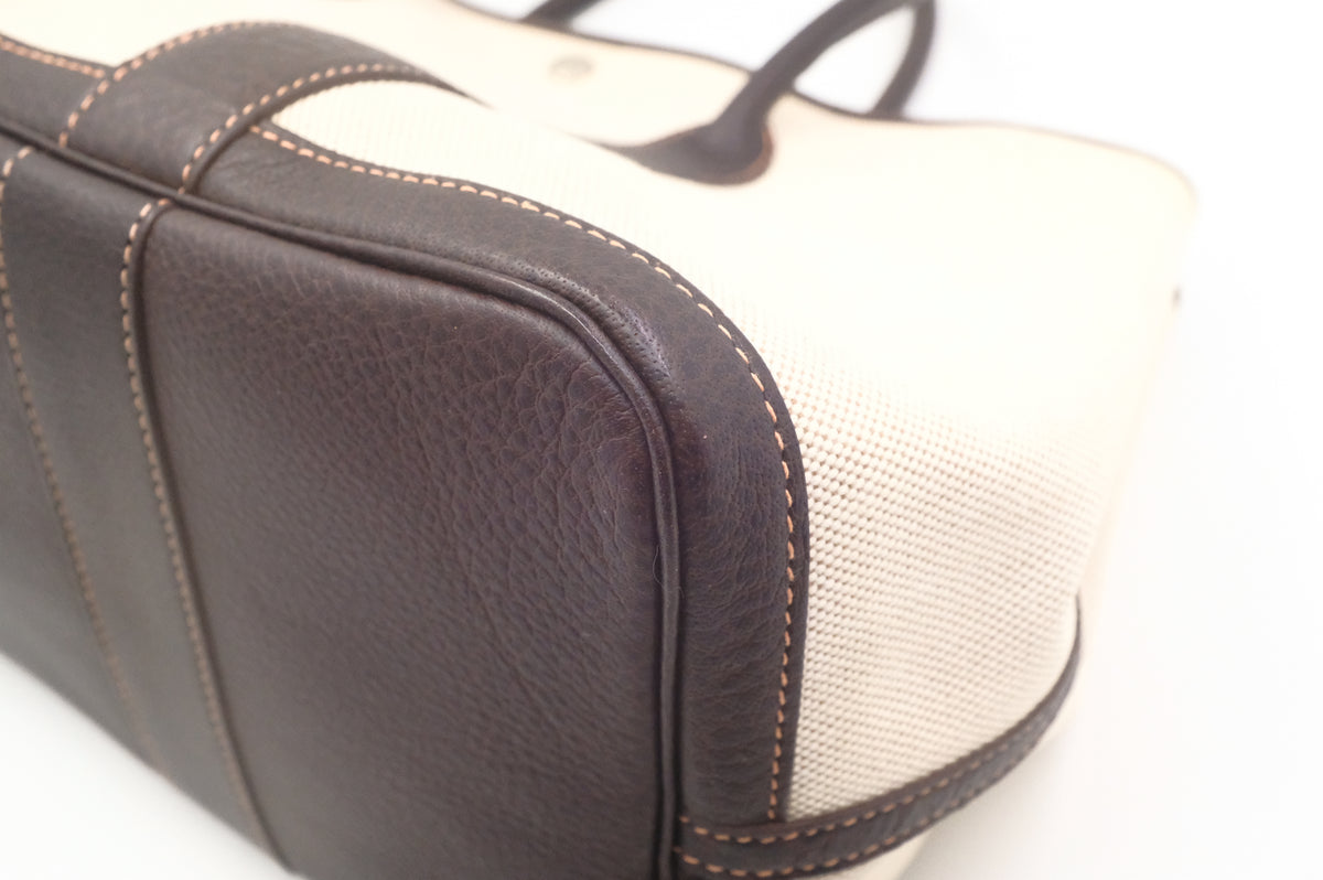 Hermes Garden Party 36 in Cream Canvas and Brown Leather