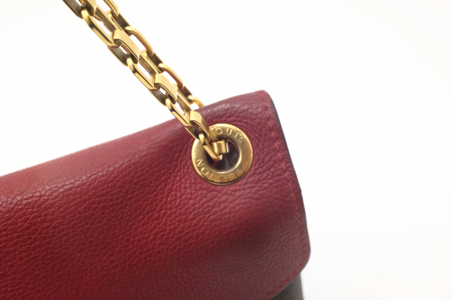 Louis Vuitton Pallas Chain Shoulder Bag in Red Leather and Monogram Canvas