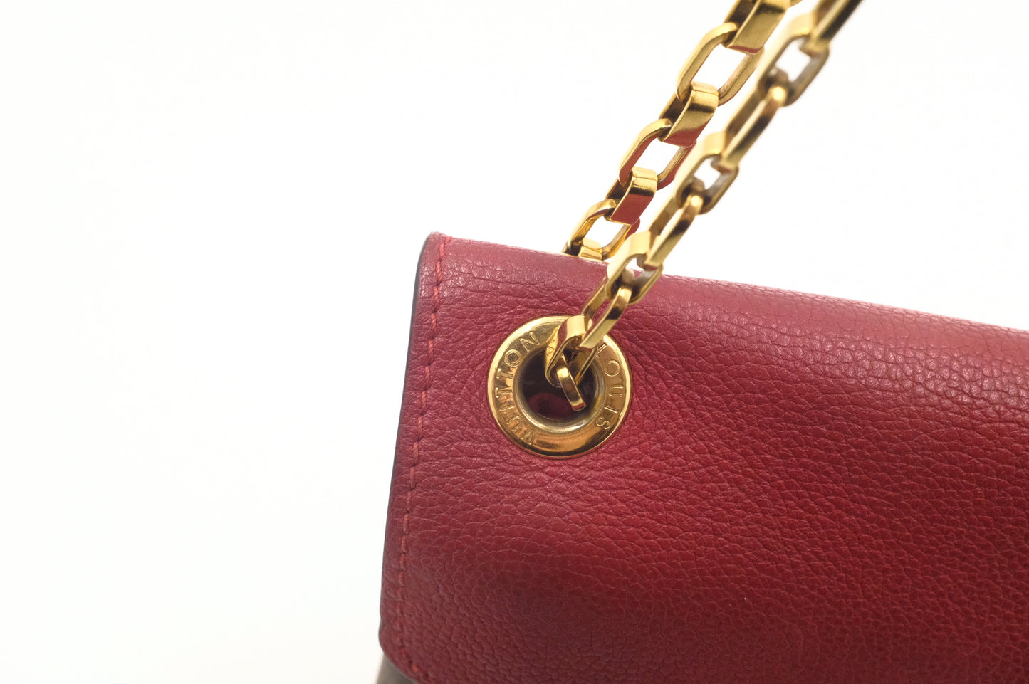Louis Vuitton Pallas Chain Shoulder Bag in Red Leather and Monogram Canvas