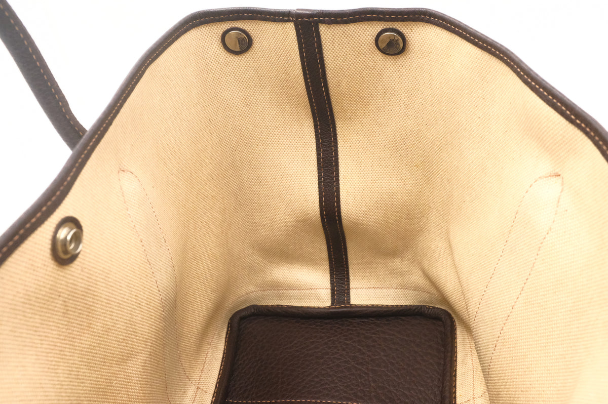 Hermes Garden Party 36 in Cream Canvas and Brown Leather