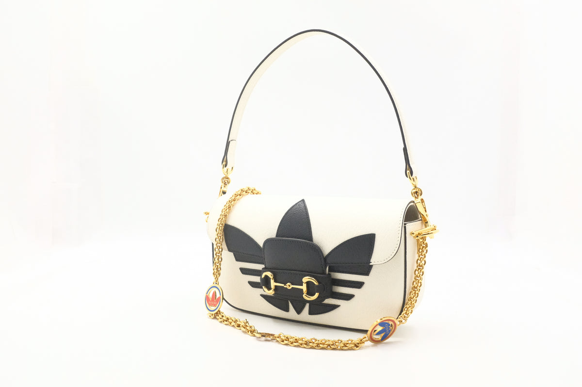 Gucci x Adidas Horsebit 1955 in White and Black Leather