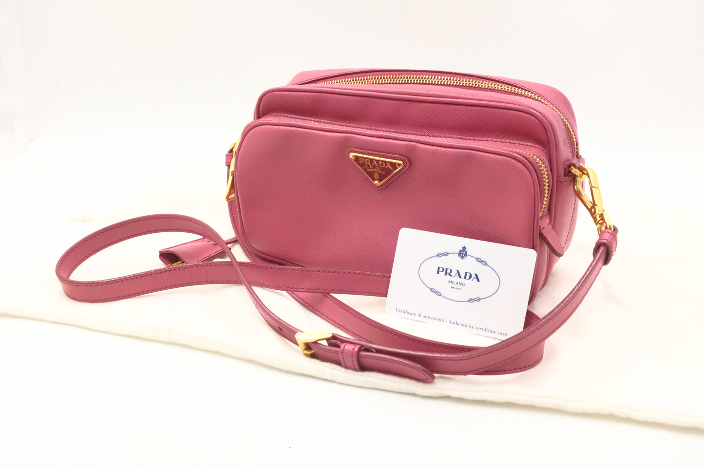 Prada Crossbody Bag in Pink Saffiano Leather