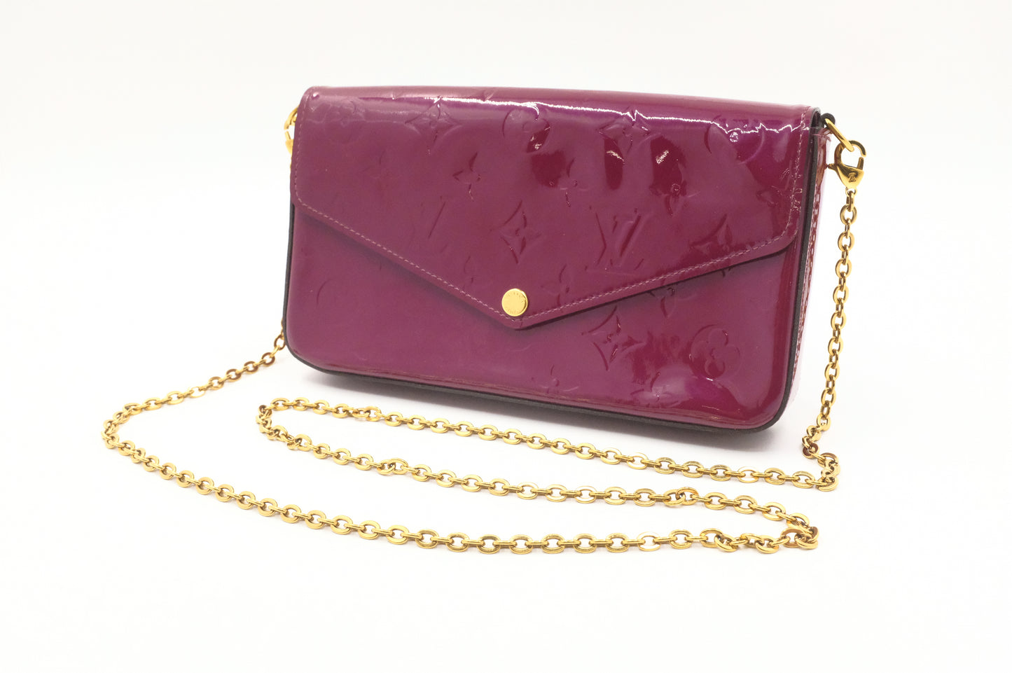 Louis Vuitton Pochette Felicie in Metallic Pink Vernis Leather