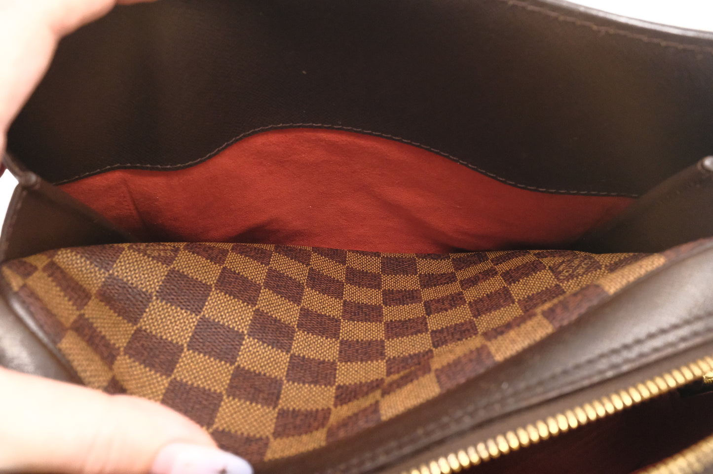 Louis Vuitton Triana Handbag in Damier Ebene Canvas