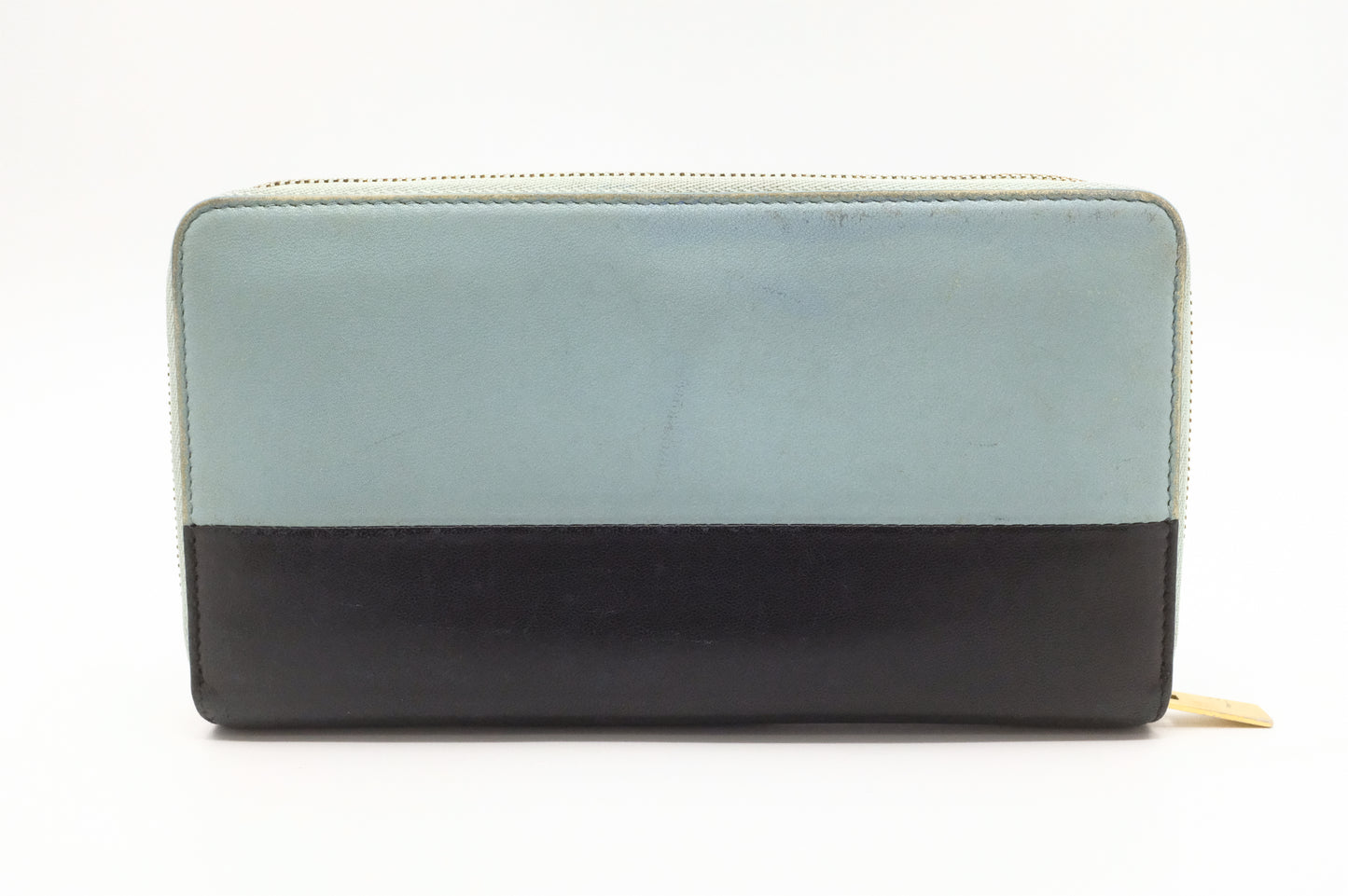 Celine Long Zippy Wallet in Blue and Black Leather