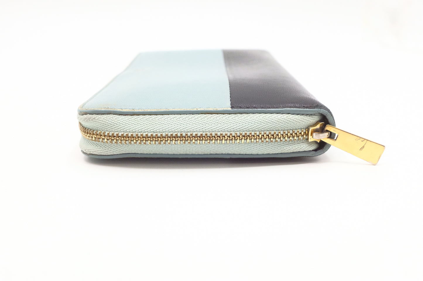 Celine Long Zippy Wallet in Blue and Black Leather