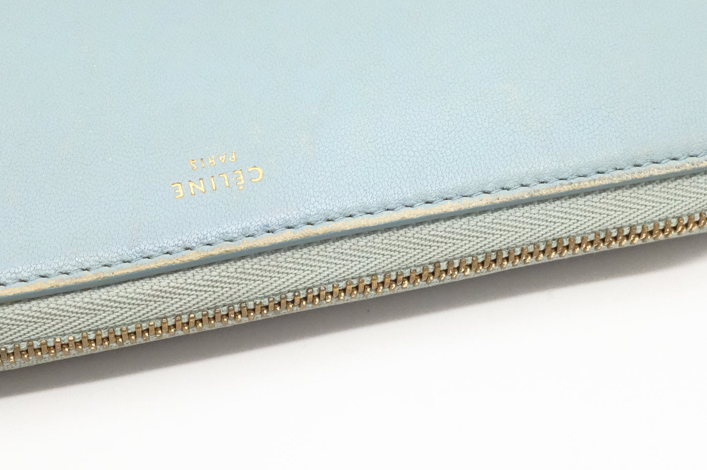 Celine Long Zippy Wallet in Blue and Black Leather